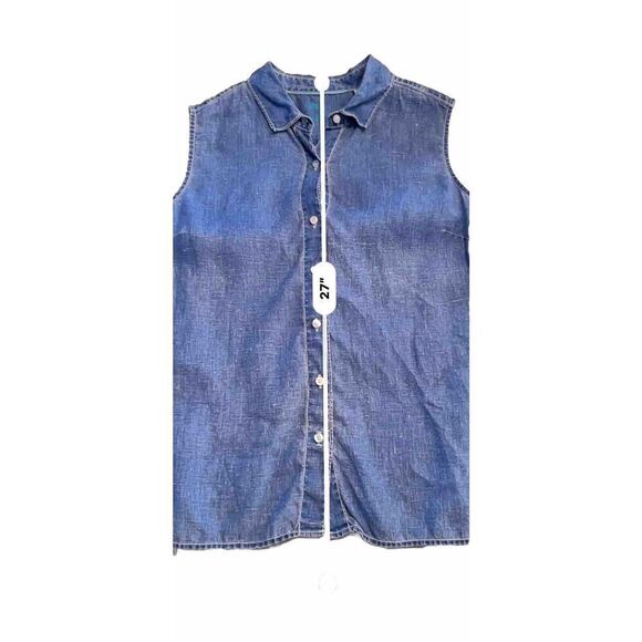 Tommy Bahama Women Sea Glass Breezer Top Blue 100% Linen Size Large Summer - Picture 7 of 12